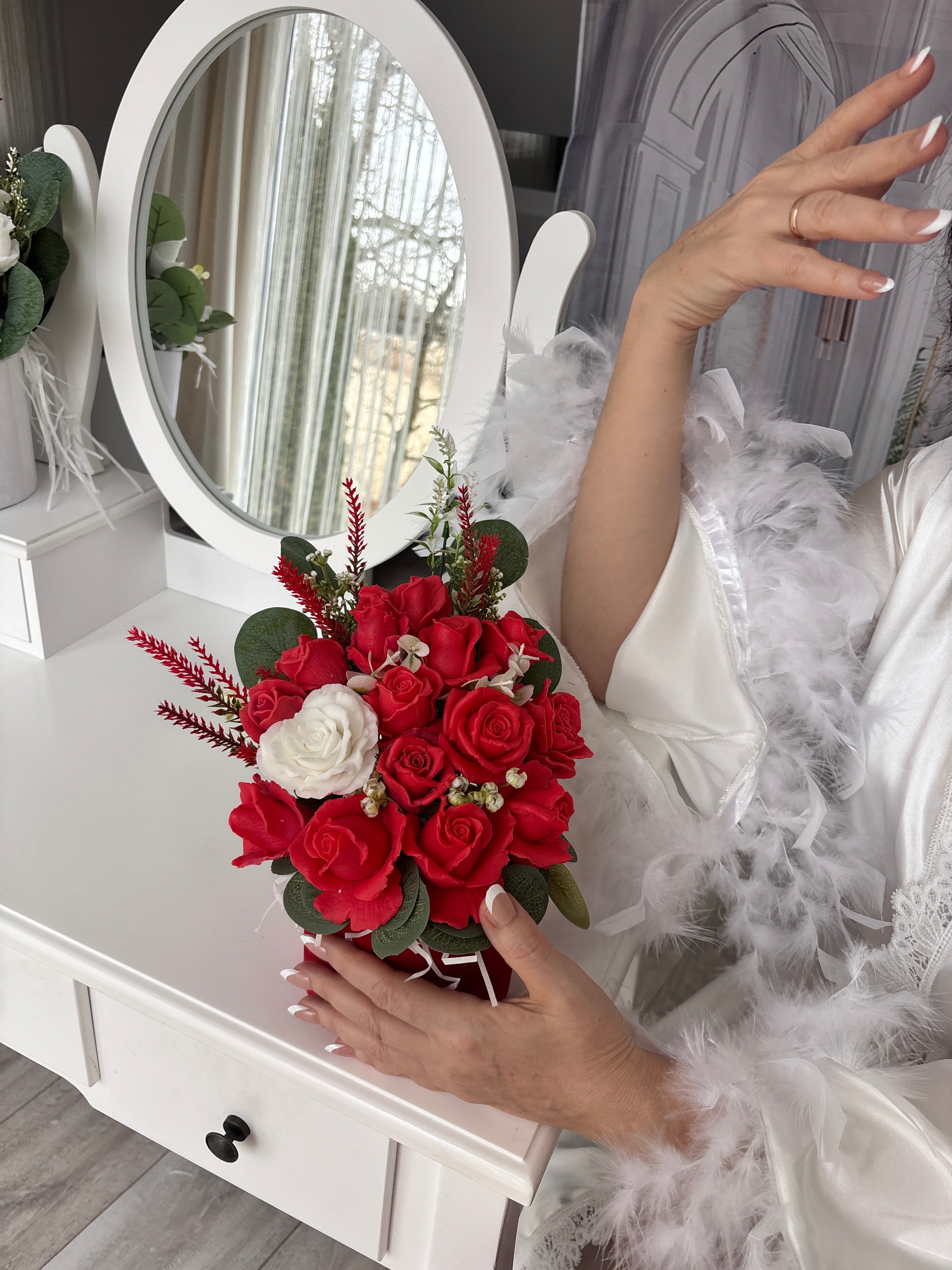 Seifenblumen Bouquet "Liebe Wunder" rot - Geschenk für sie